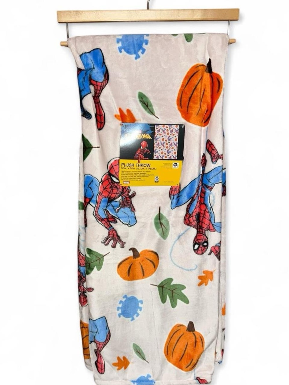 Marvel Spider-Man Fall Pumpkins Plush Throw Blanket